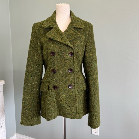 Moda International Olive/ Multi Pea Coat sz 6 Y2K vintage retro - Picture 11 of 14